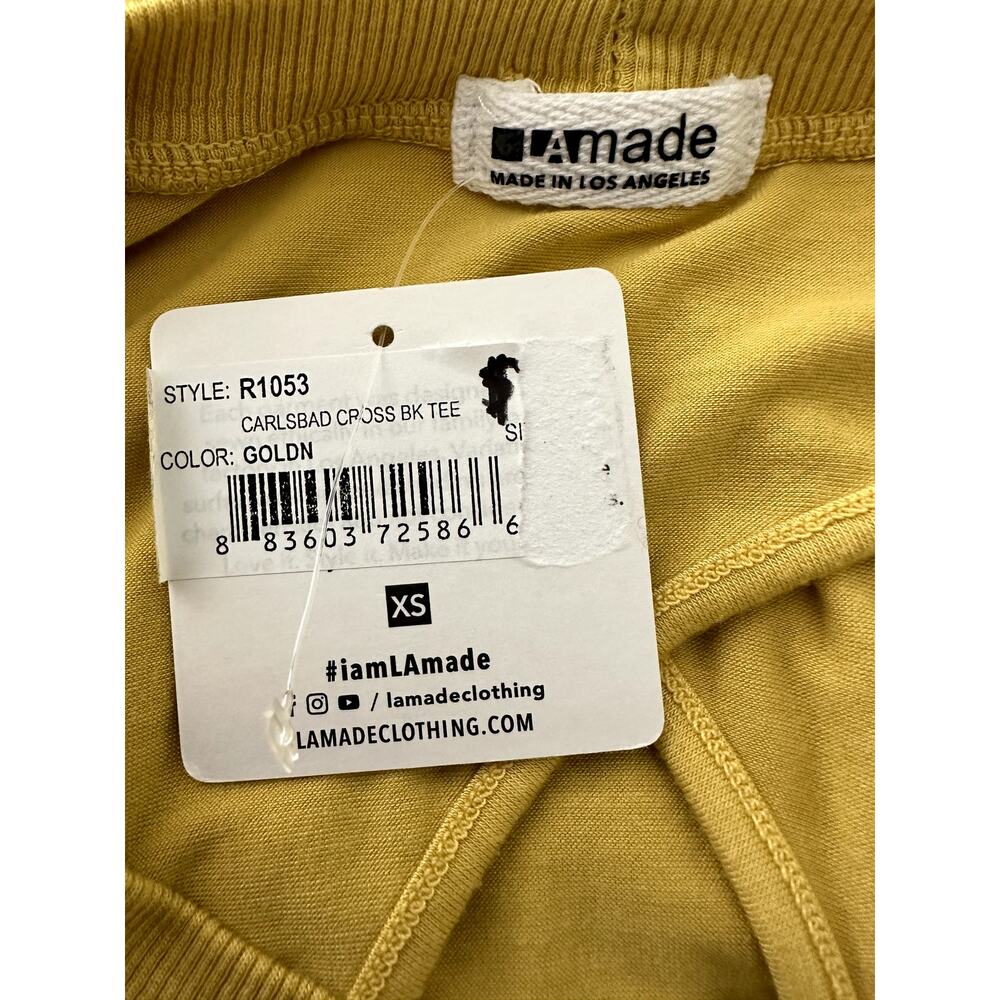 LAMade Short Sleeve Carlsbad Crossback Tee-Size XS Gold-NWT - Picture 5 of 6